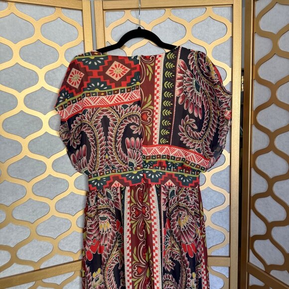 Harper Size M Multicolor Paisley & Floral Print Boho V-Neck Maxi Dress - Picture 14 of 16